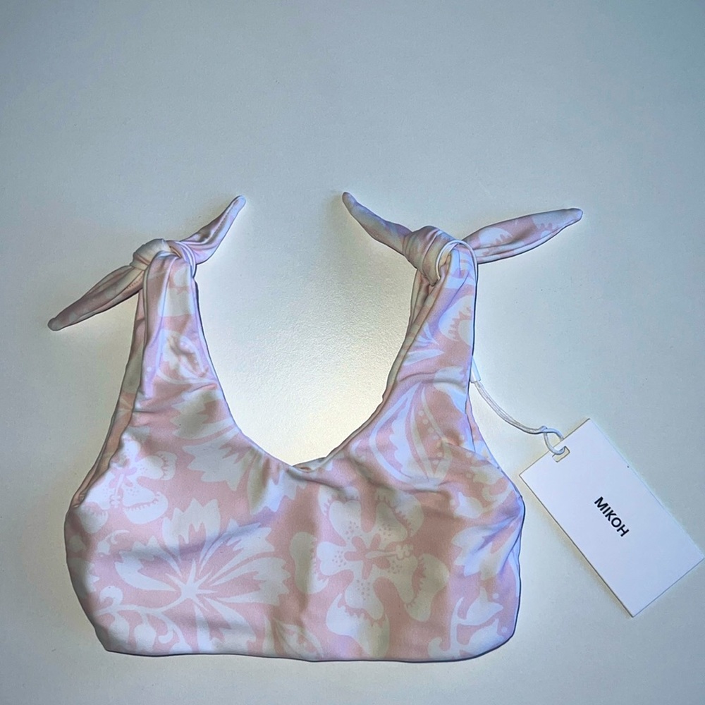 MIKOH MINI Grace Bay Adjustable Tie Shoulder Top in Luau Cloud Pink NWT
